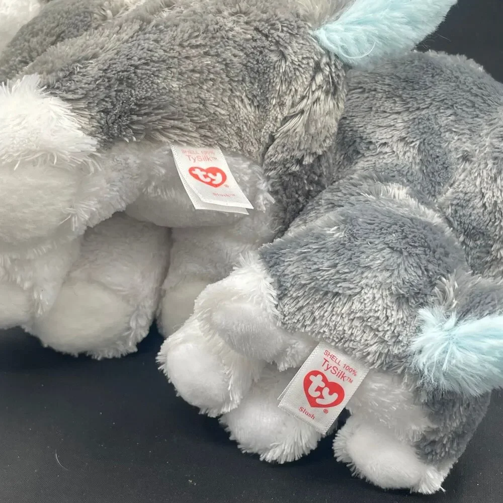 Ty Beanie Boos Slush the Husky Dog Plush Lot 2 Stuffed Animal Toys Blue Eyes